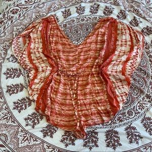 Violets Blue: Coral Tribal Romper